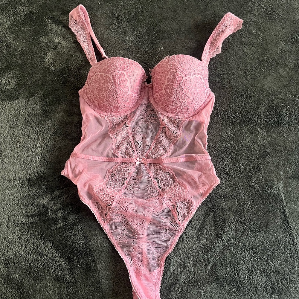 VS Pink Lace Bodysuit Lingerie